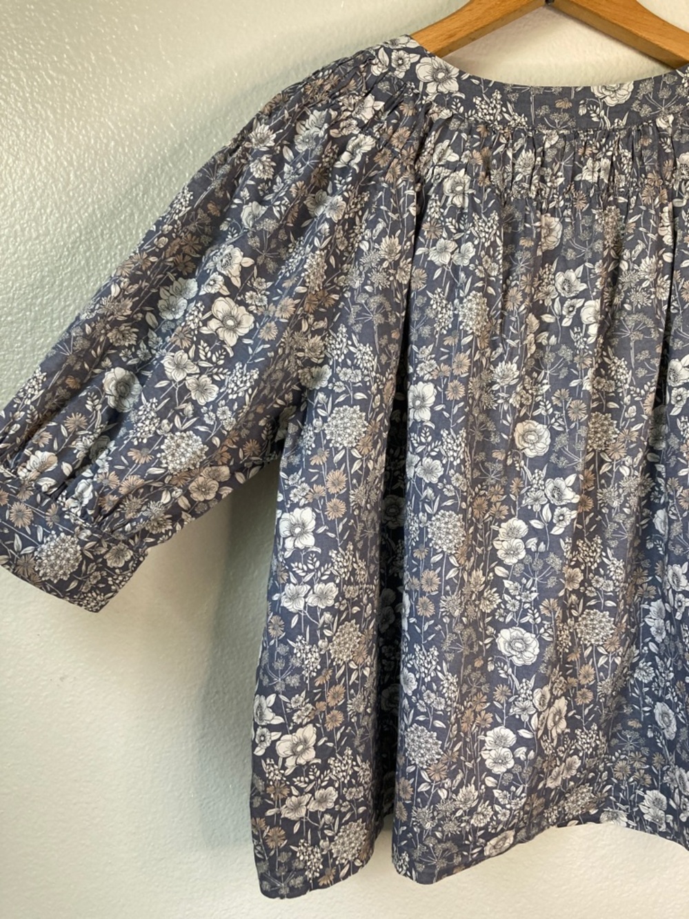 Studio Sanderson Uniqlo Botanical Floral Print Top Blouse Cottagecore Peasant XL - Picture 7 of 11